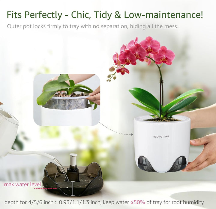 Meshpot Orchideentöpfe mit Löchern zum Umtopfen, 12,7 cm, 2 Stück, doppellagiger Kunststoff-Imitat,