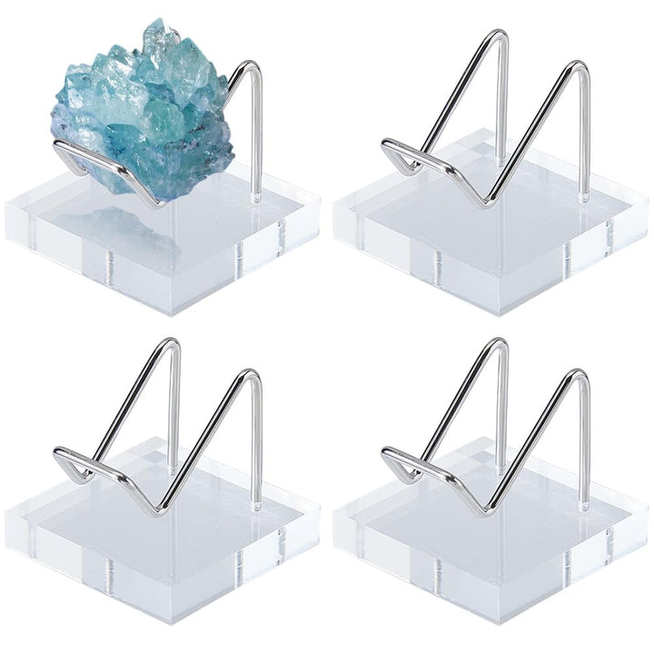 DICOSMETIC 4 Stück Kristall Display Halter Metall Arm Display Ständer Acryl Edelstahl Ständer Felsen