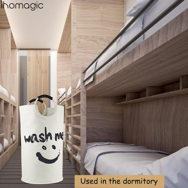 IHOMAGIC 115L Extra Gross Wäschesammler, Zusammenklappbare Wäschetonne 600D Oxford-Stoff Wäschesack