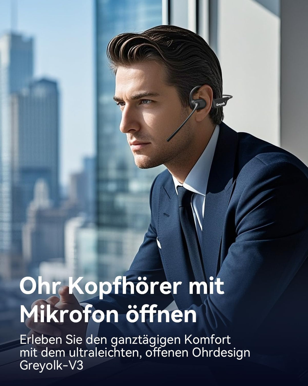 Bluetooth-Kopfhörer mit Mikrofon, offene Ohr Kopfhörer w/Geräuschdämpfungsmikrofon für Telefon PC Co