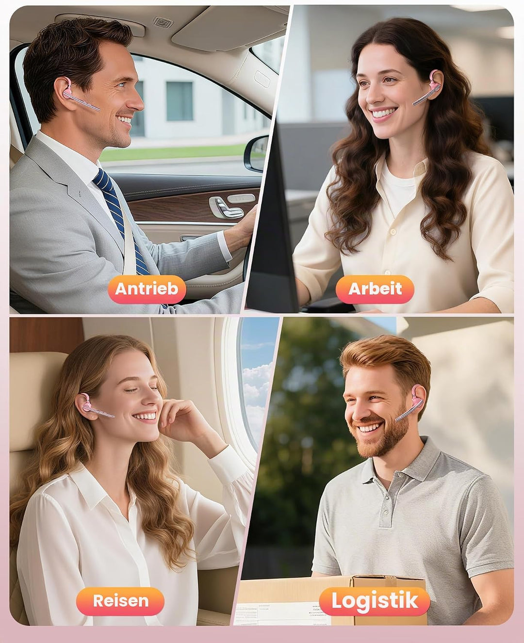 New Bee Bluetooth Headset mit 72h Spielzeit Bluetooth V5.1 Freisprech Headset Handy mit LED Ladecase