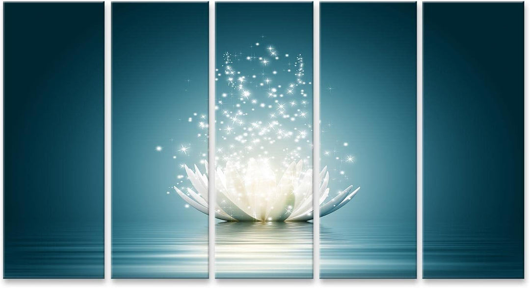 islandburner Bild auf Leinwand Lotusblume Glitzer Vor Blauem Hintergrund Bilder Wandbilder Poster Le