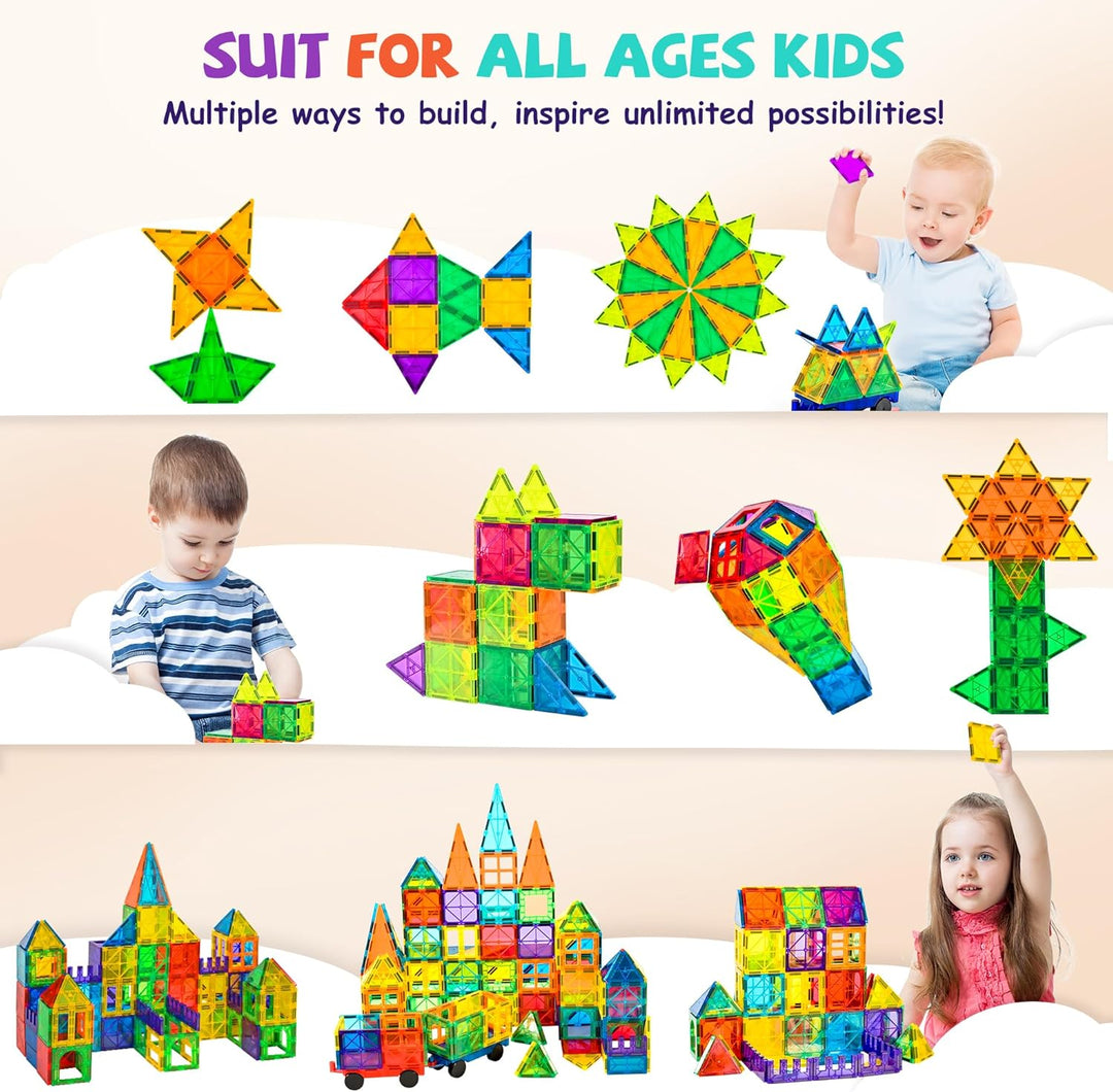 cossy Magnetische Bausteine 60 Teile,Magnetspiel für Kinder,Magnetbausteine für Jungen und Mädchen,M