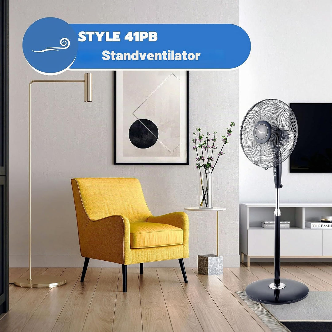 ARDES - Standventilator, leistungsstark, leise, 5 Flügel, 40 cm, oszillierend, mit verstellbarer Höh
