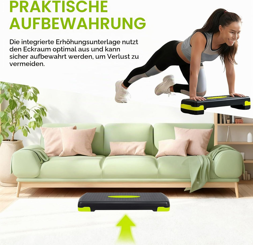 Aerobic Steppbrett,Stepper für Zuhause,Rutschfestes Trainingsgerät für Cardio, Fitness,Höhenverstell