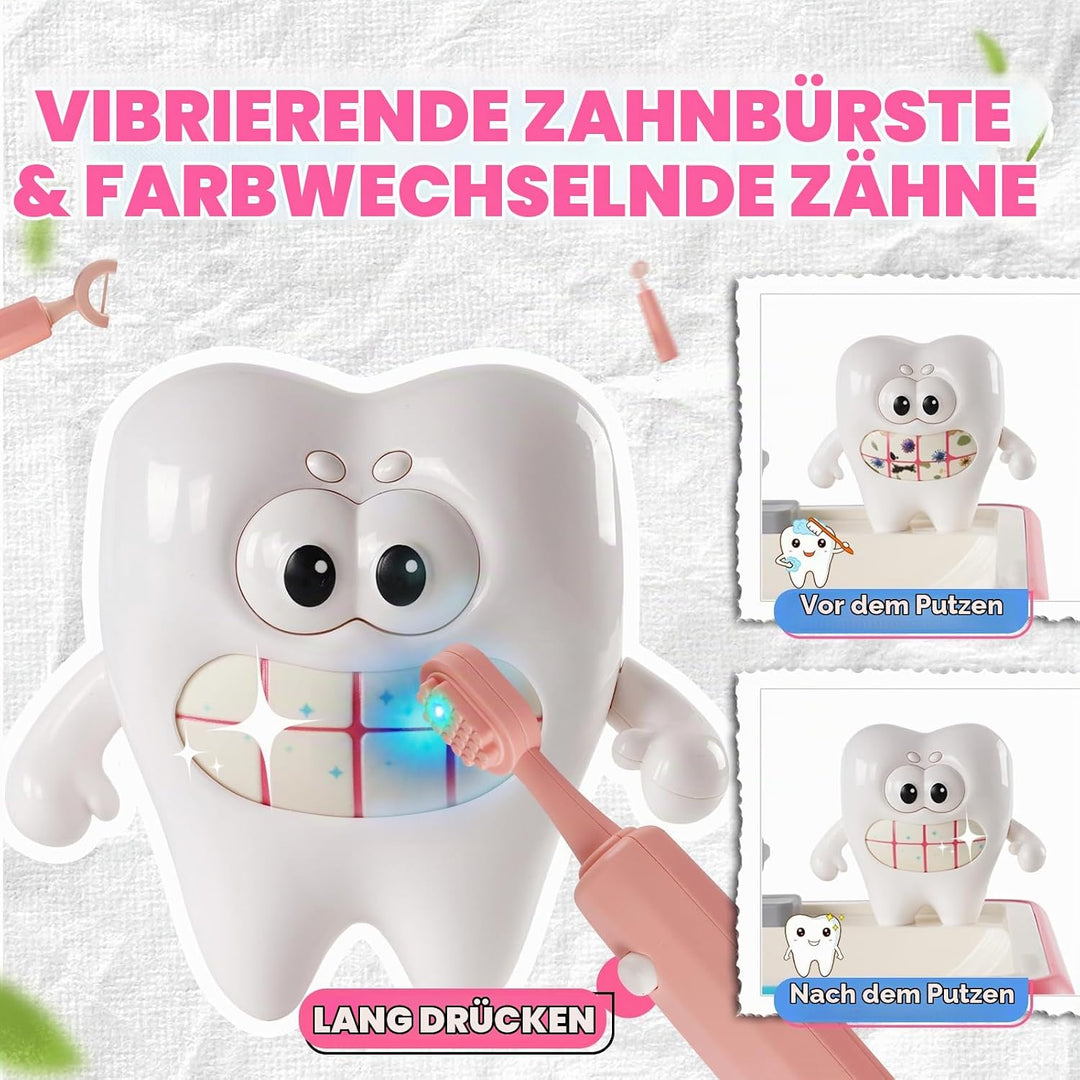 Waschbecken Kinder mit Wasserfunktion, Spielzeug Zähne, Zahnbürsten, Rosa, Rosa