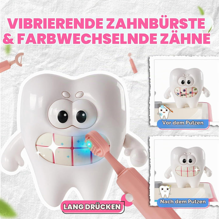 Waschbecken Kinder mit Wasserfunktion, Spielzeug Zähne, Zahnbürsten, Rosa, Rosa