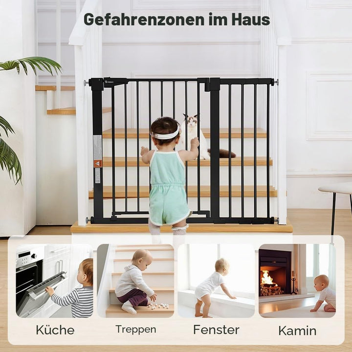 COMOMY 75 – 110 cm Sicherheitsbarriere für Kinder, Sicherheitsbarriere für Hunde, automatisches Schl