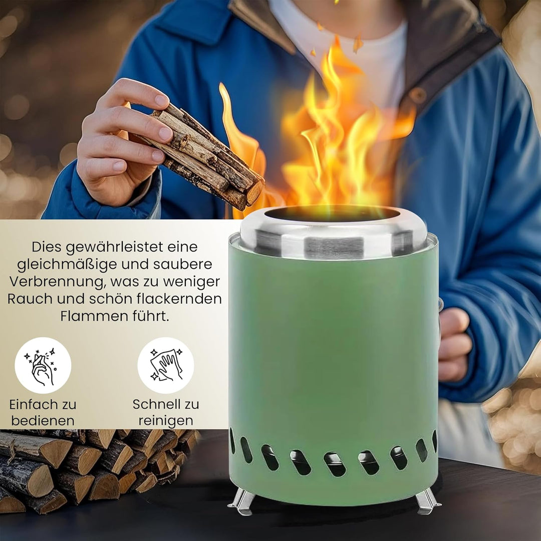 Tischfeuerstelle mit Ständer, Mini-Feuerstelle aus Edelstahl, Deko für Garten,Terrasse und Balkon,Fü