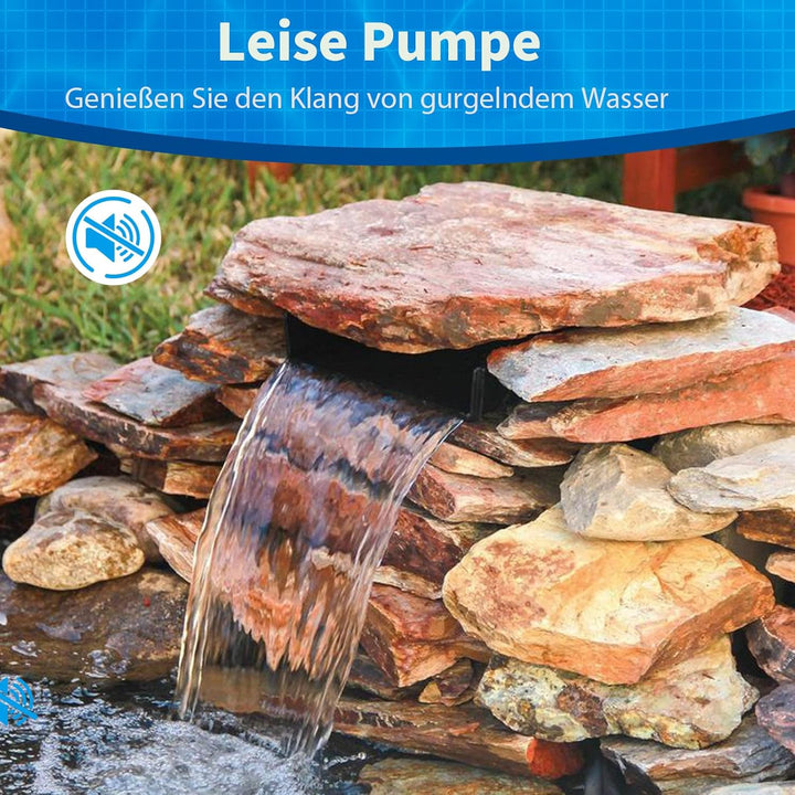 Biling Teich Wasserfall für Gartenteich, 20cm Edelstahl Teichwasserfall Set 40W 2500 L/H Teichpumpe