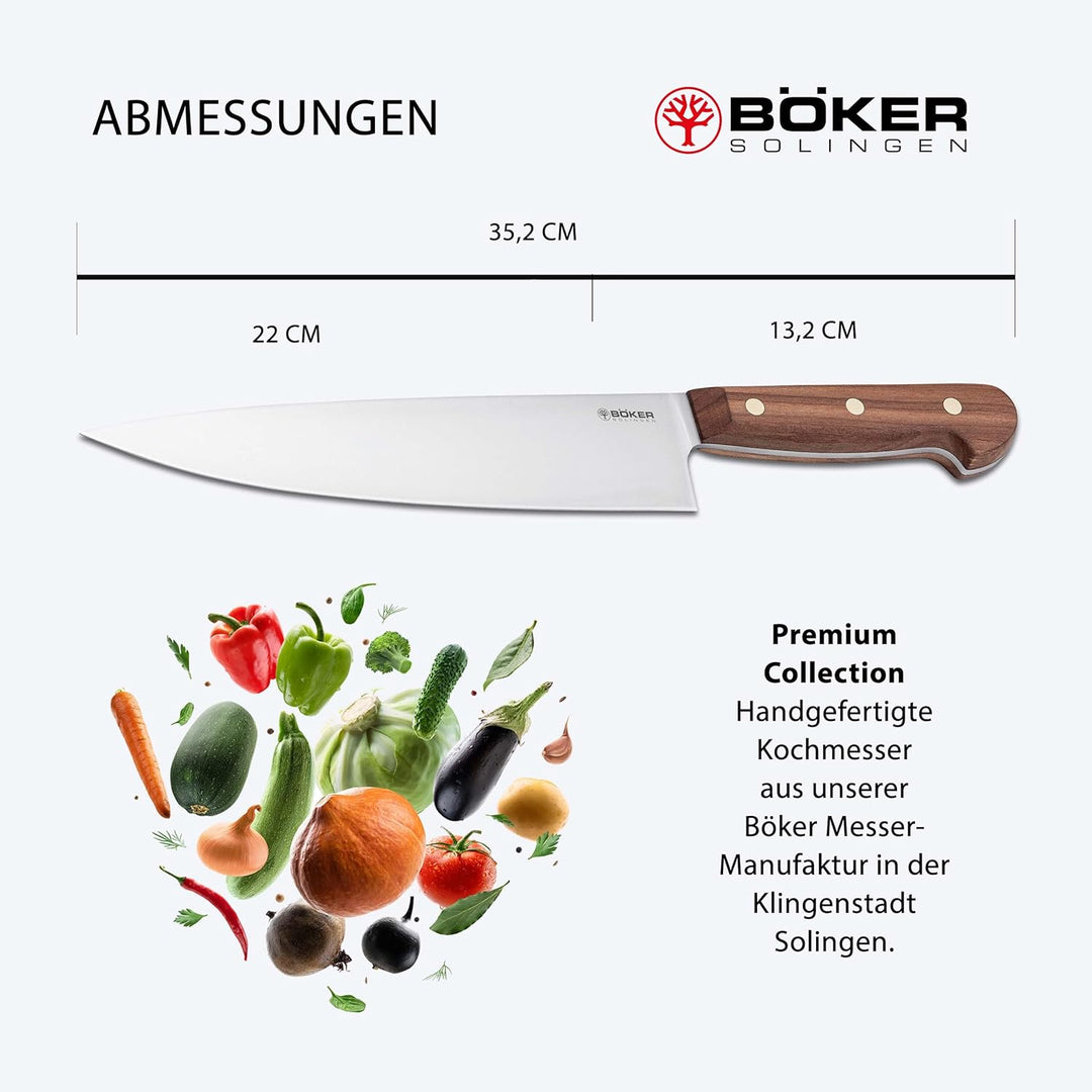 BÖKER SOLINGEN® Cottage-Craft - handgefertigtes Carbonstahl Chefmesser Solingen - extra scharfes Küc