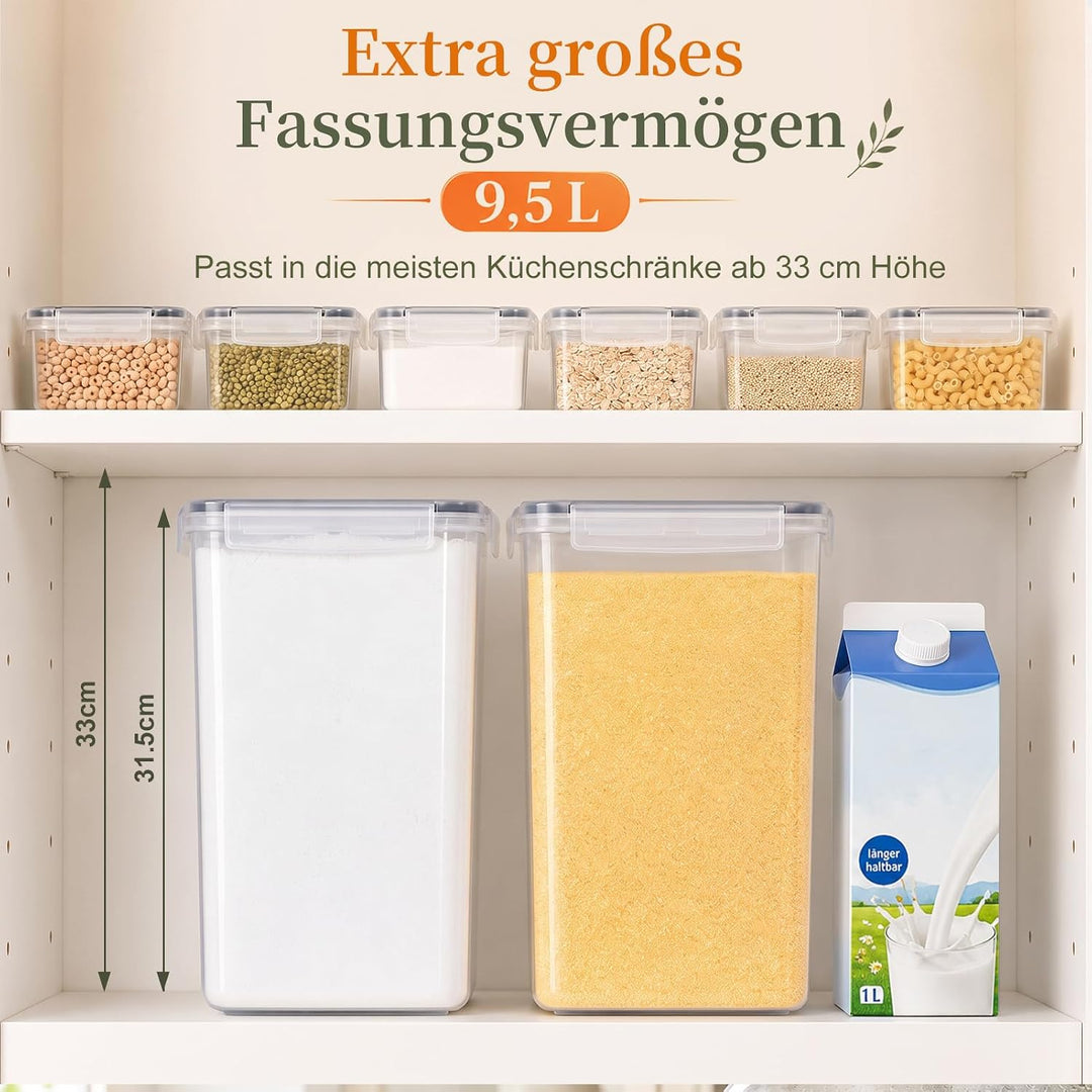GoMaihe 2er Set XXL Vorratsdosen: 9,5L Grosse Behälter mit Etiketten & Marker | Aufbewahrungsbox Küc