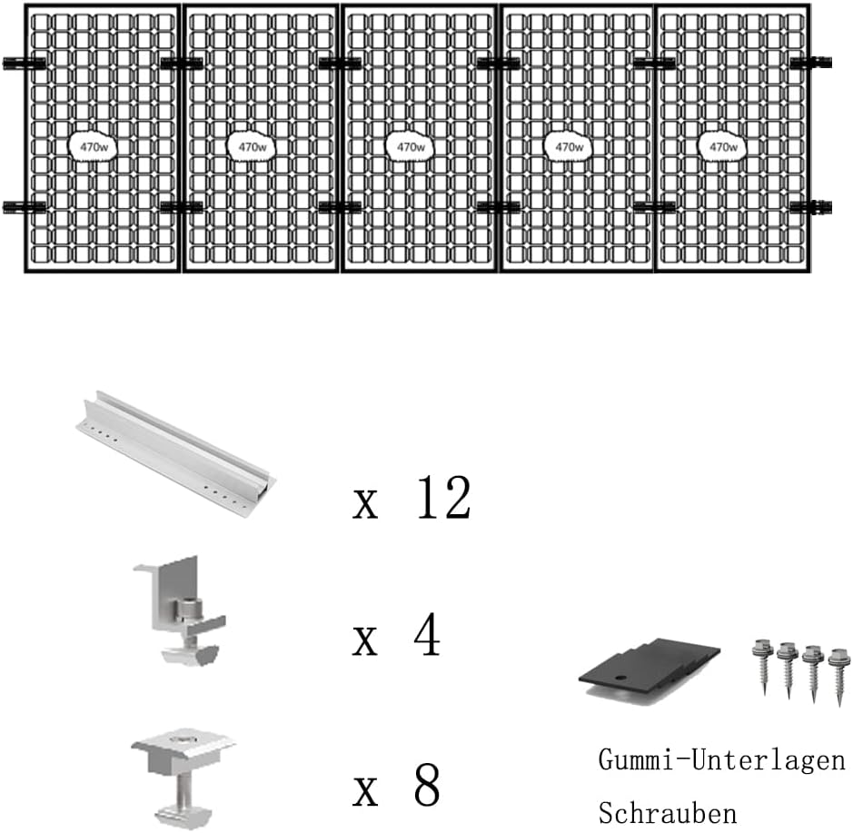 Solarmodul Alu Halterung Befestigungssystem Trapezblech PV Befestigungsschiene Schiene 400MM Endklem