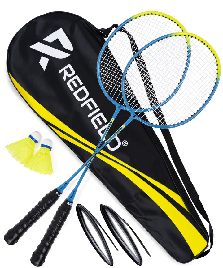Redfield Badminton Schläger Set, enthält 2 Badmintonschläger, 2 Federbälle, Trage Tasche, 2 Griffban