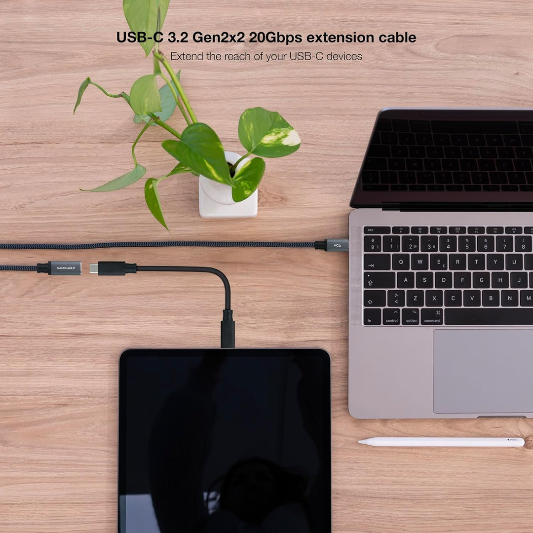 Nano Cable 10.01.4501-L150-COMB USB 3.2 Gen2X2 Kabel, 100 W, 4K/60 Hz, USB-C/M-USB-C/H, Schwarz/Grau