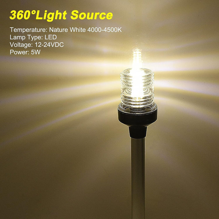 Uadme Ankerlicht, Weiss Marine Ankerlicht 12V - 24V Boot 360° Ankerlicht LED Navigationssignallicht