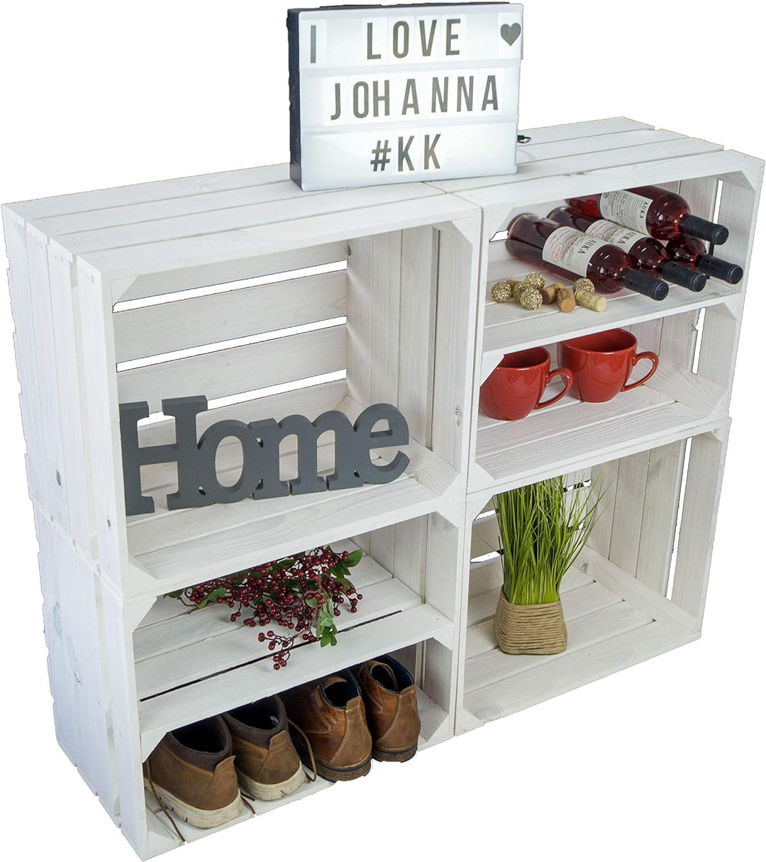 4er Set Massive Obstkiste Apfelkiste Weinkiste aus dem Alten Land +++ 50 x 40 x 30 cm (NEU Weiss 2 x