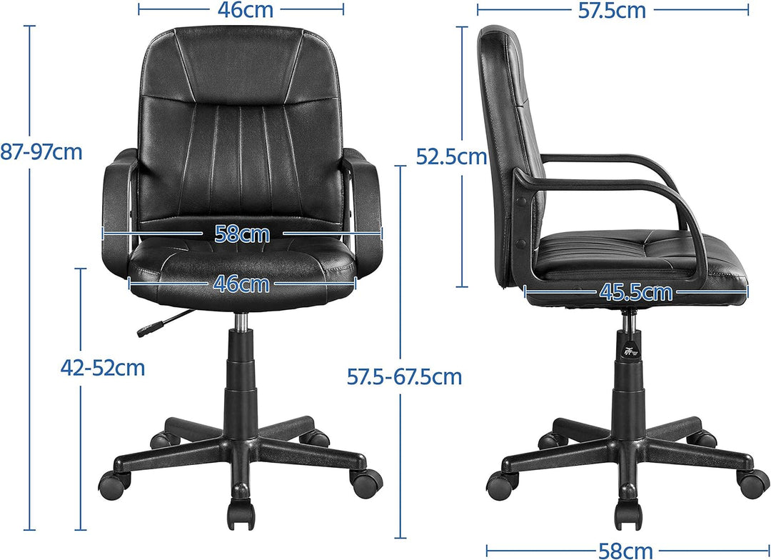 Yaheetech Bürostuhl ergonomischer Computerstuhl, Schreibtischstuhl mit Armlehne, höhenverstellbar un