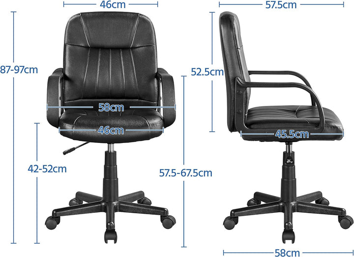 Yaheetech Bürostuhl ergonomischer Computerstuhl, Schreibtischstuhl mit Armlehne, höhenverstellbar un