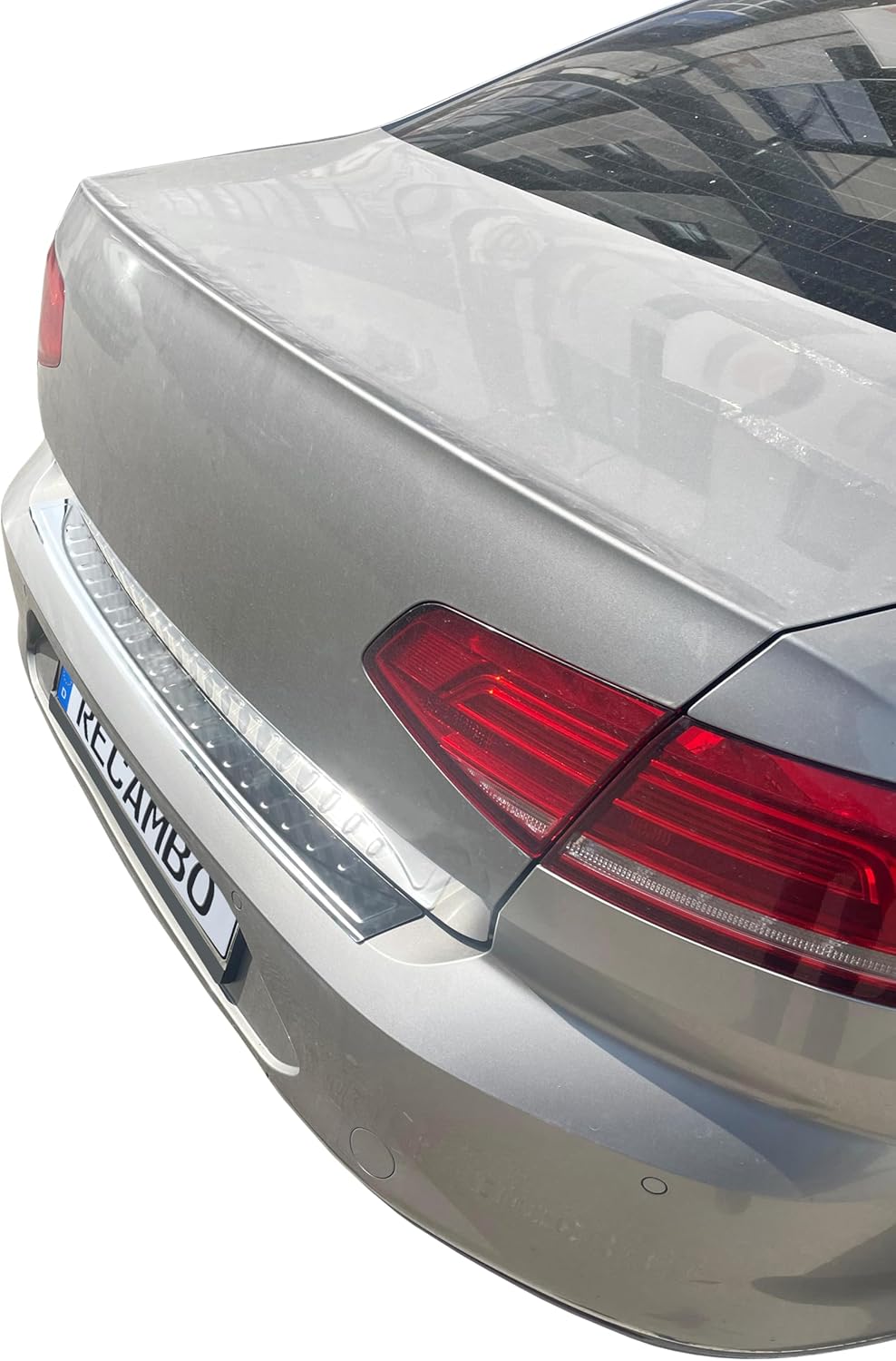 RECAMBO Ladekantenschutz Edelstahl Hochglanz poliert, Chrom Look - kompatibel für VW Passat B8 Limou