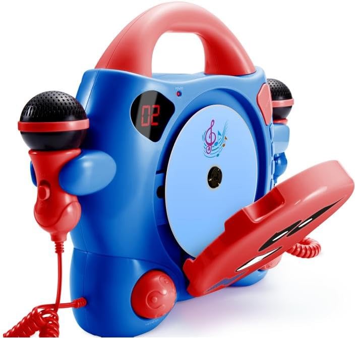 Big Ben, Portable CD Player met 2 Microphones - My Billy (Rood/Blauw)