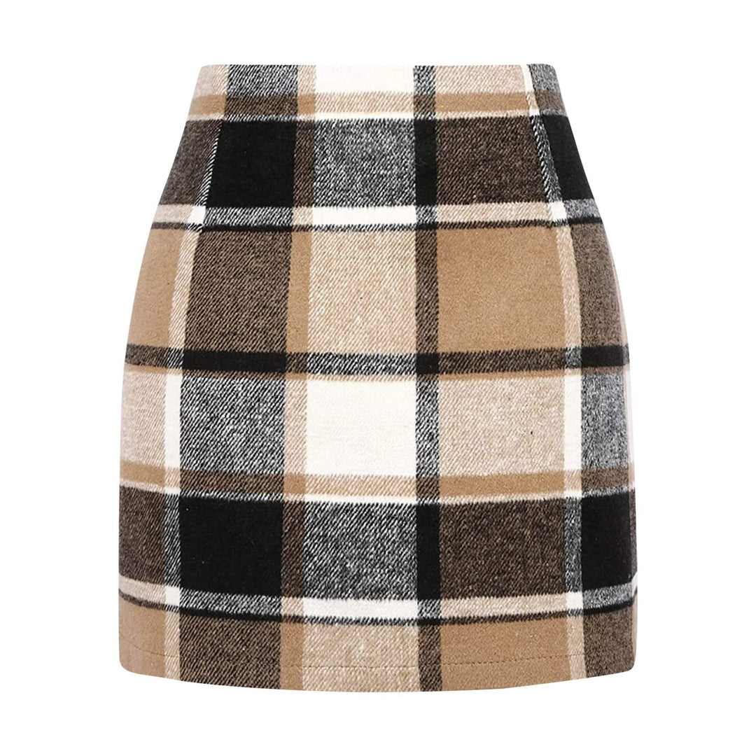 Rock Herbsst Damen Minirock Ausgestellte A-Linie Faltenröcke Mini Karierter Rock intage Elegant Figu