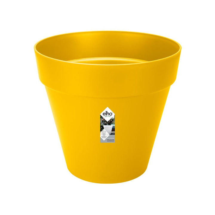 Elho Loft Urban Rund 40 - Blumentopf für Aussen - Ø 38.5 x H 35.3 cm - Gelb/Ocker ? 39 cm Ochre, ? 3