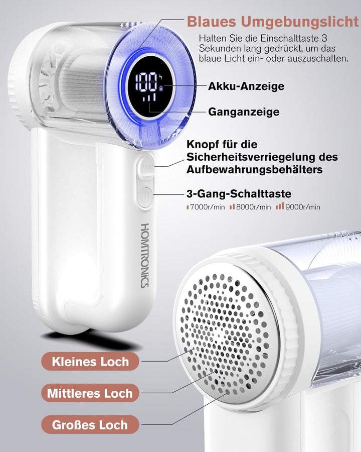 Fusselrasierer Elektrisch, [USB Aufladung] Fusselentferner für Kleidungsstücke, LED-Anzeige 3 Einste