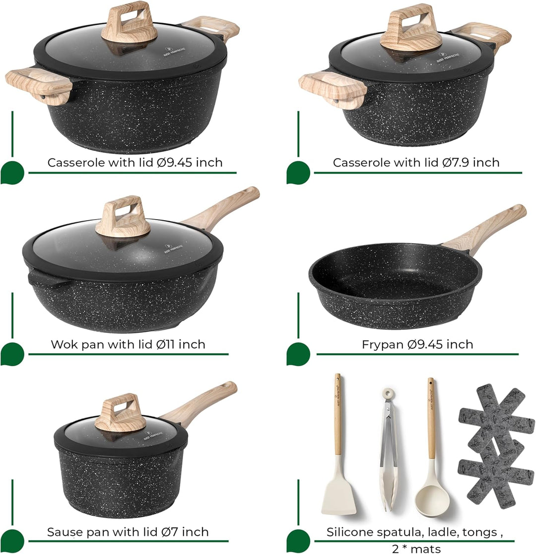 JUST PERFECTO Induktions Töpfe Set - Pfannenset mit deckel - Induktions Töpfe Set - töpfe & pfannen