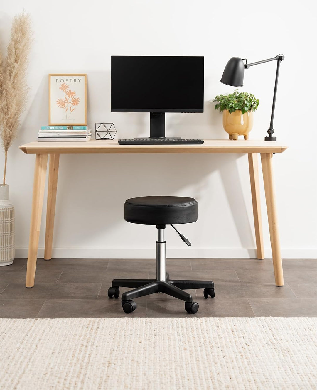 dibea Rollhocker Arbeitshocker Hocker Praxishocker, schwarz, Schwarz