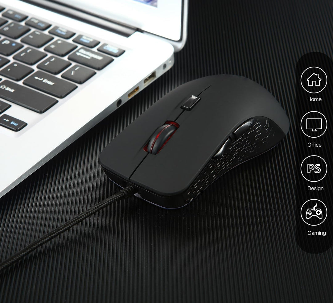 Beheizter Maus,Winter-Handwärmer USB Gaming-Maus,Wärme 38–48 °C Einstellbar-Mattschwarz