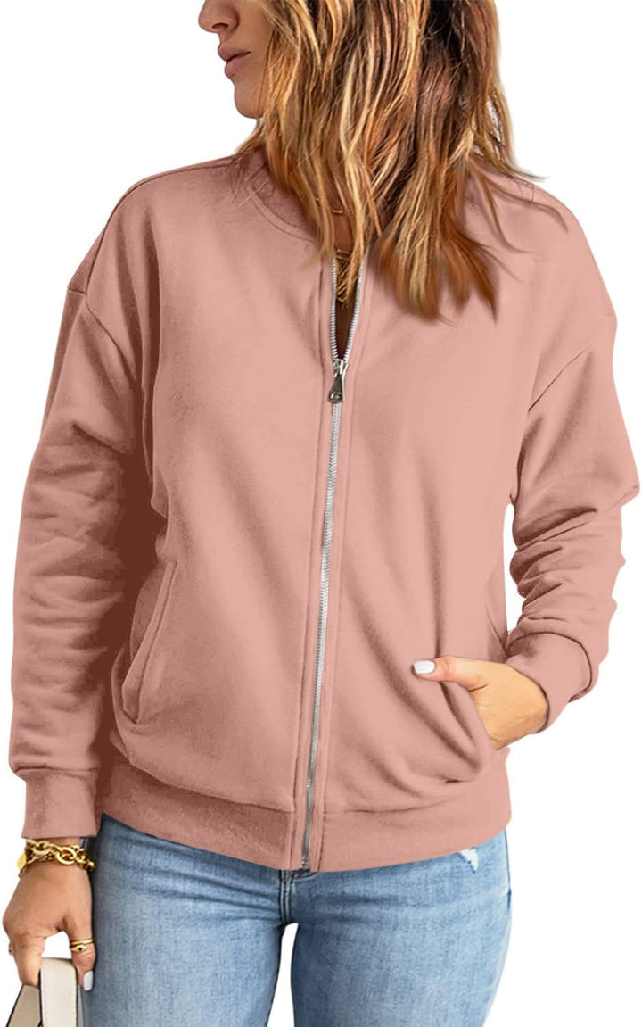GeGekoko Zip Sweatshirt Damen übergrosse Jacket Sweatshirt Einfarbige Loose Langarm Tops Oberteile m