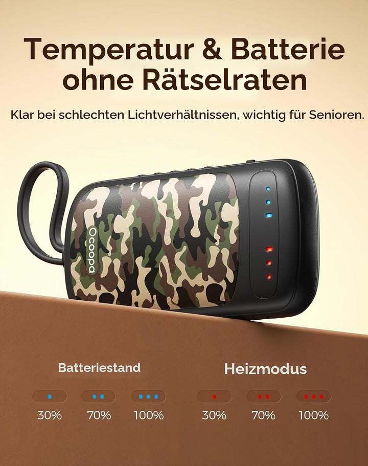 OCOOPA Handwärmer Elektrisch, Beidseitige Erwärmung, 2s Sofortwärme, 8 Std. Laufzeit, 67g leicht, Wi