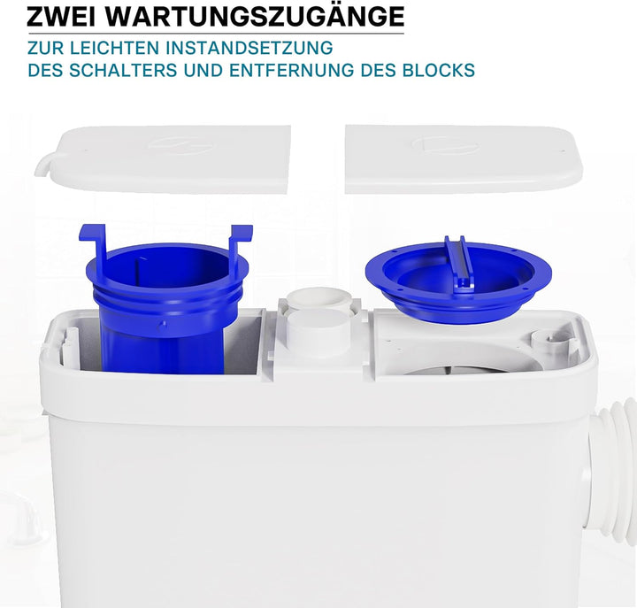XPOtool 3/1 Kleinhebeanlage mit seitlichem Anschluss, Hebeanlage 450 W mit Häcksler, Abwasserhebeanl