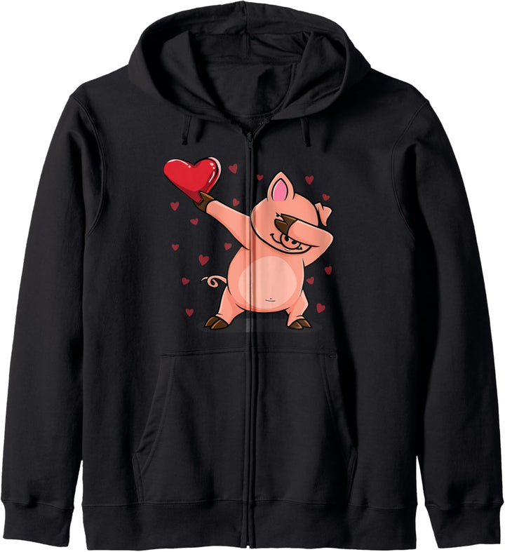 Tupfender Schwein & Herz - Lustige Valentinestag Geschenke Kapuzenjacke