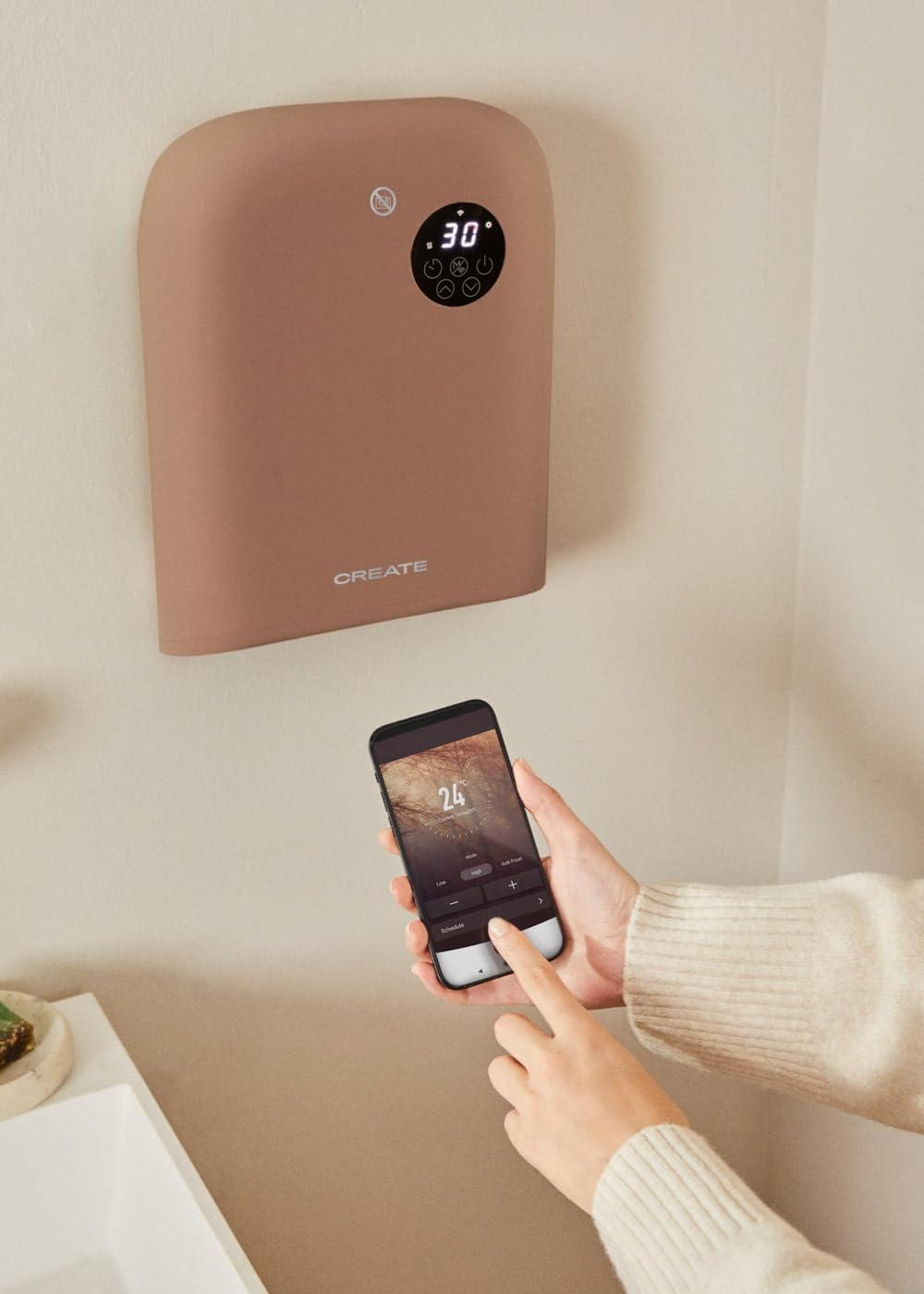 CREATE/WARM WALL/Wand- oder Bodenheizung mit WLAN Mokka/App-Steuerung, bis zu 20m², Öffnungsfenstere