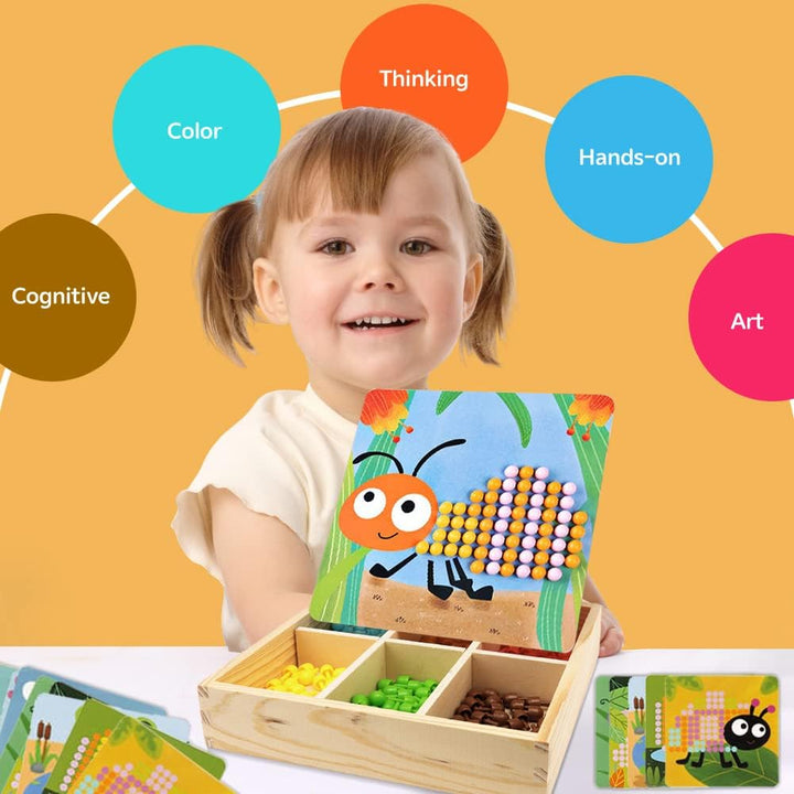 Gohytal Mosaik Steckspiel für Kinder, Spielzeug ab 2 3 4 5 Jahre Holz Mosaik Bastelset Kinder Pegboa