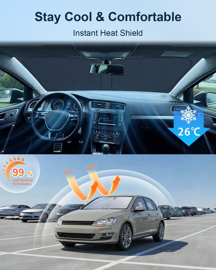 BIXUAN Frontscheiben-Sonnenschutz kompatibel mit VW Golf 7 mk7 7.5 2013-2019 Auto Sonnenschutz Abdec
