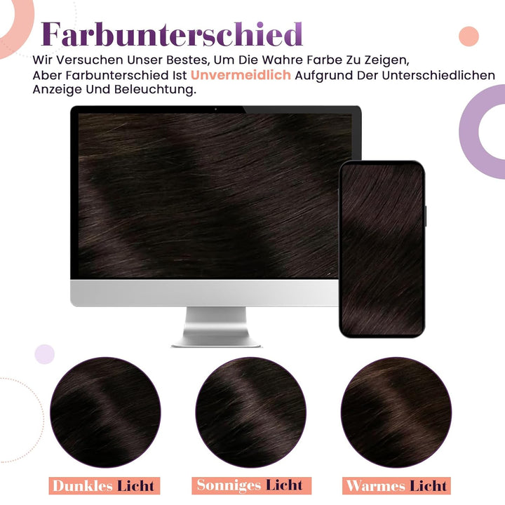 LaaVoo Clip in Extensions Echthaar Braun Echthaar Clip in Extensions Remy Haare Extensions Braun 60c