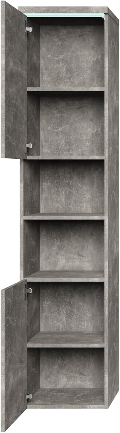 Badplaats Badezimmerschrank Paso 35 x 35 x 160 cm Beton Grau - Hoch Badschrank Mit 2 Türen Beton Hoc