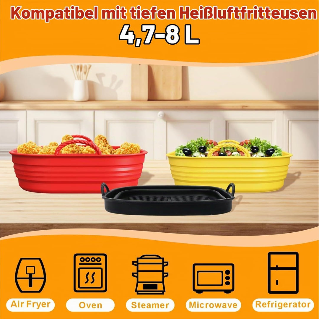 Silikonform für Heissluftfritteuse Zubehör | Air Fryer Liners Wiederverwendbar anstelle Airfryer Bac