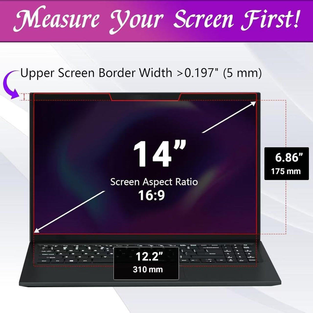 Magnetische Datenschutzfolie (14 Zoll), geeignet für Laptops mit abnehmbarem 16:9-Blendschutzfilter,