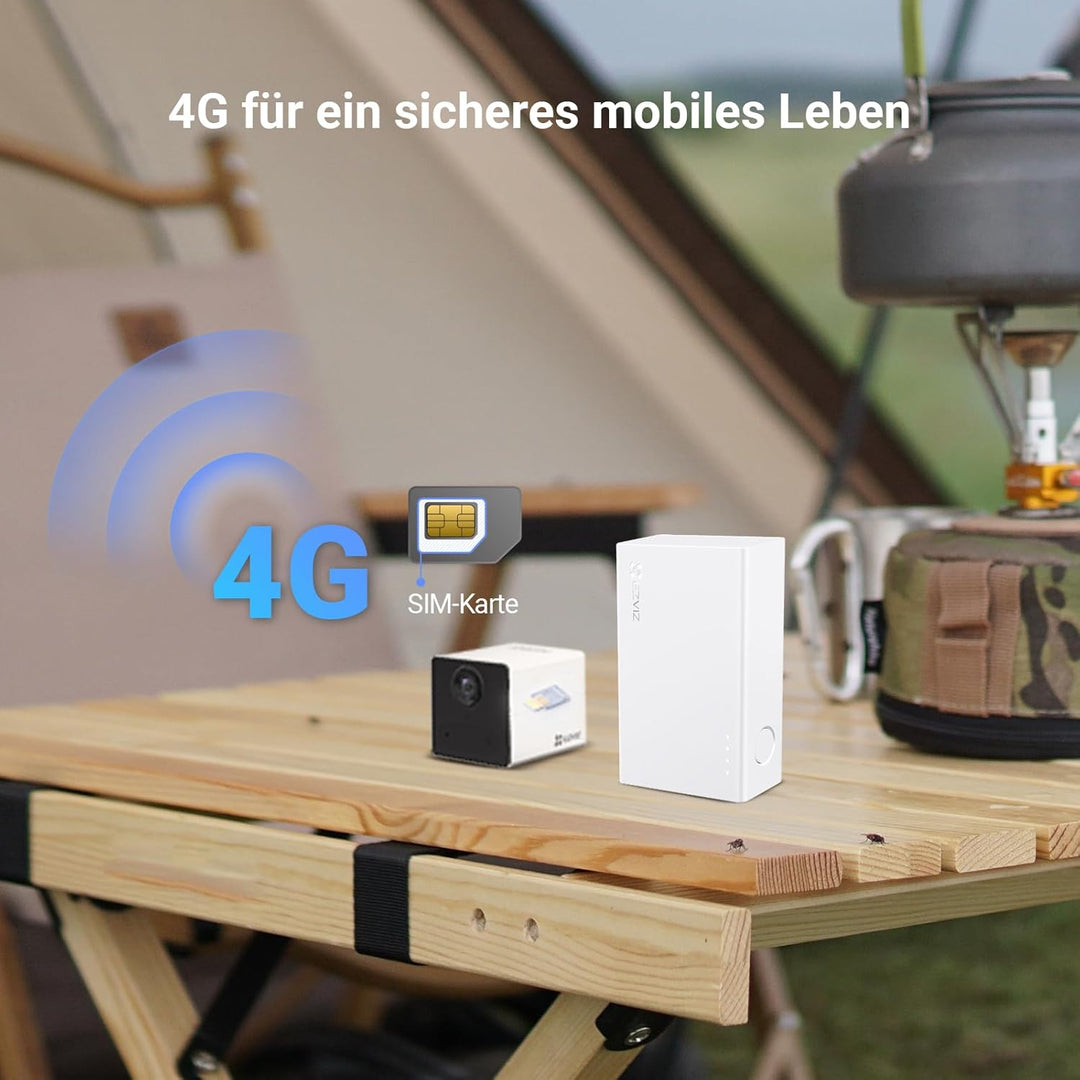 EZVIZ CB2 4G mit Power Partner 5200 mAh Akku, 4G LTE Überwachungskamera Innen, Large Standby, CB2 Ki