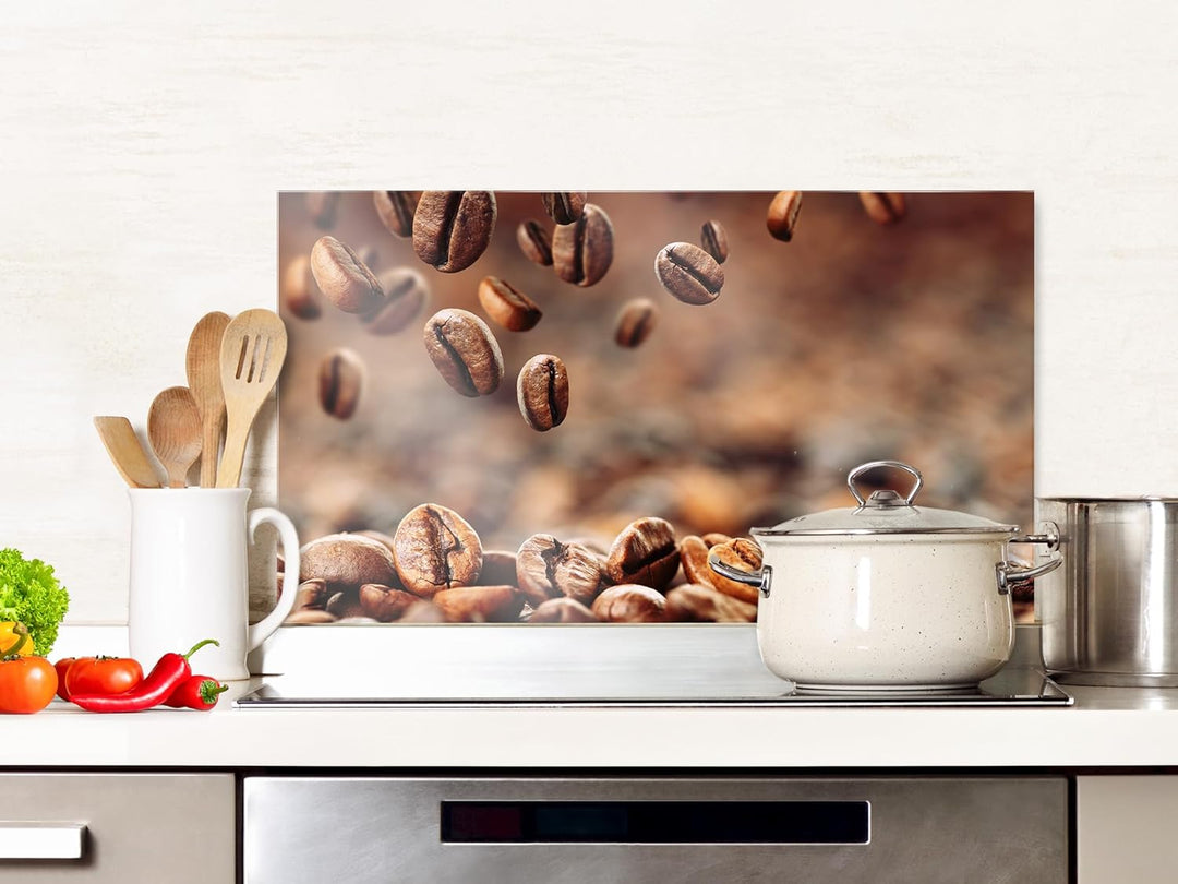 GRAZDesign Spritzschutz Küchenrückwand Glas Küche für Herd & Küchenspüle, Kaffee Bohnen braun - Glas