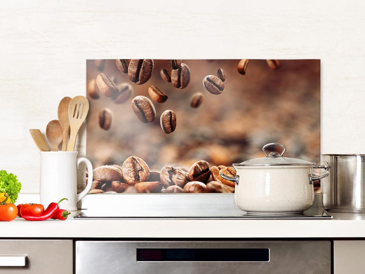GRAZDesign Spritzschutz Küchenrückwand Glas Küche für Herd & Küchenspüle, Kaffee Bohnen braun - Glas