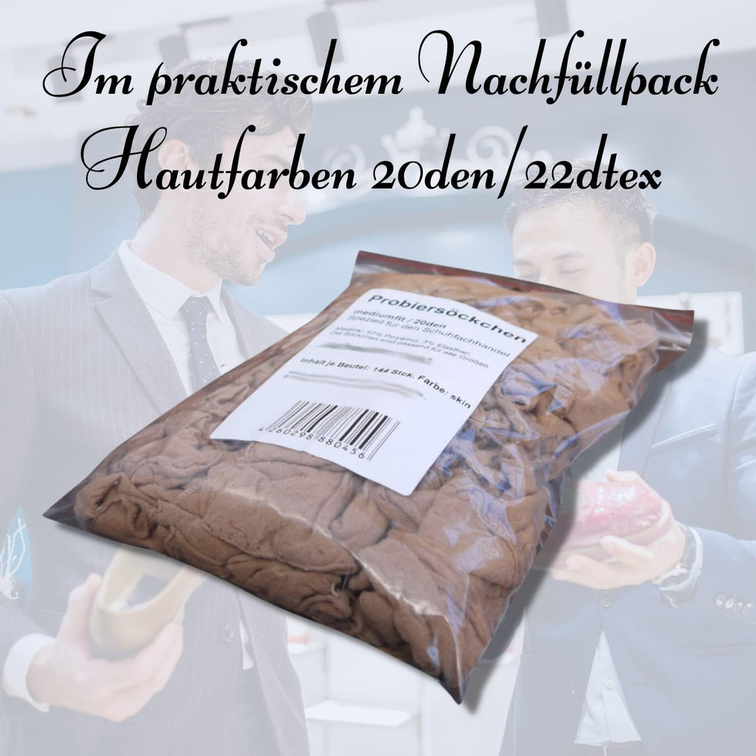 Bentini Probiersocken | Probierstrümpfe | Unisex | Onesize | 500 Stück mit Spenderbox| 20 den/ 22 dt