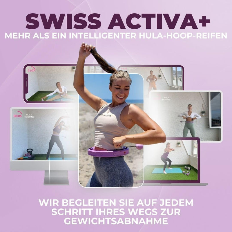 Swiss Activa+ Smart Hula Hoop Reifen Erwachsene mit Gewicht und Noppen - Hula Hoop mit Gewicht Kugel