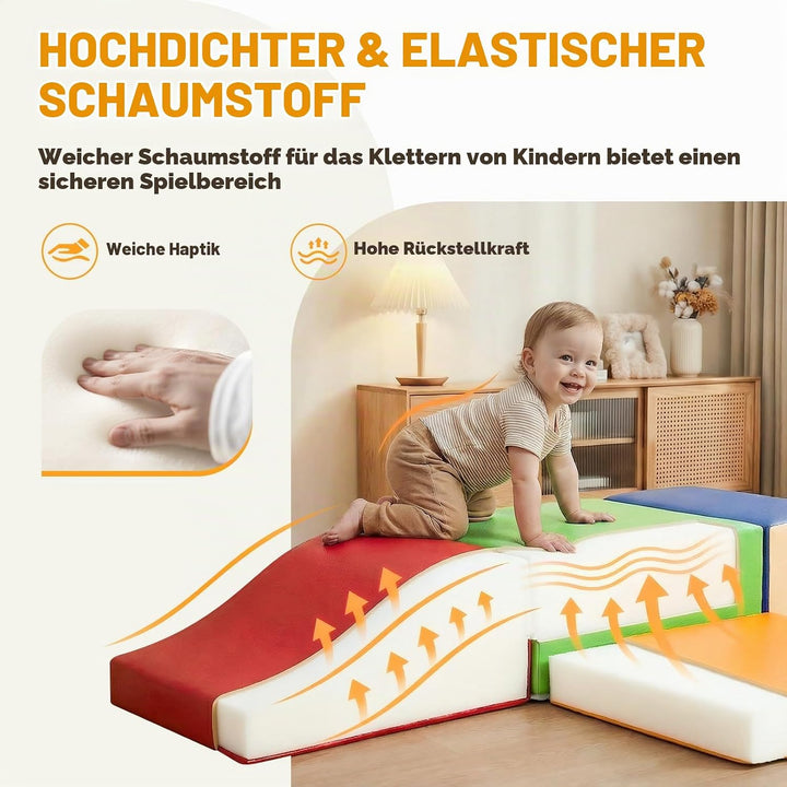 JungleDove 4-Pieces Climbing Toys for Toddlers: PU Leather Soft Play Set - Foam Climbing Blocks for