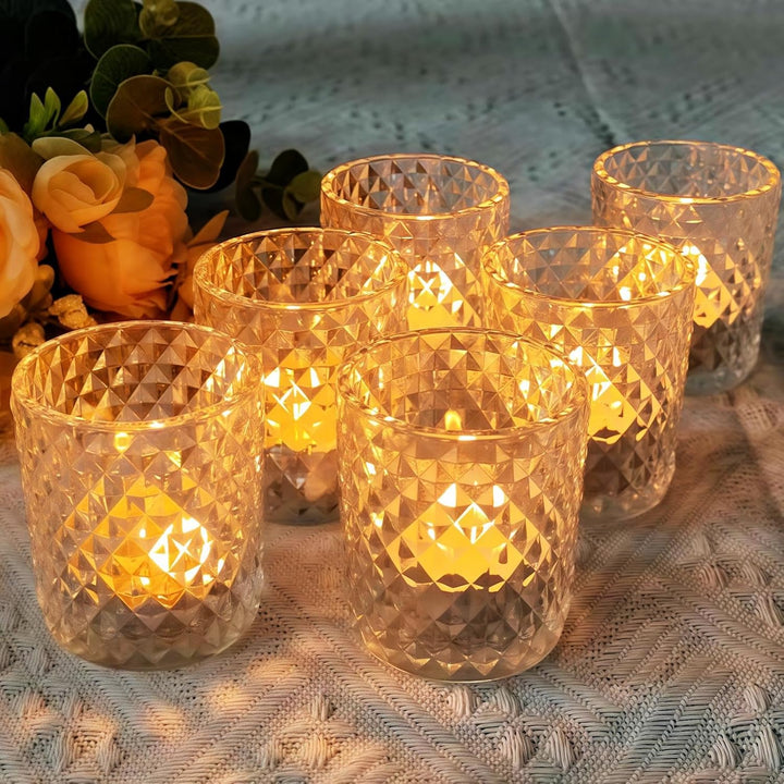 Vohocandle Klare Teelichthalter Glas mit 12, Teelichtgläser Vintage als Raumdekoration, Transparente