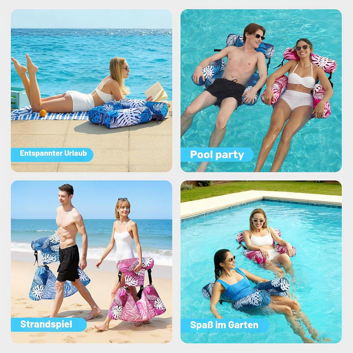 SLOOSH Aufblasbare Luftmatratze Pool für Erwachsene, 2er schwimmende Pool-Flösse, aufblasbare Pool-N